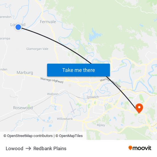 Lowood to Redbank Plains map