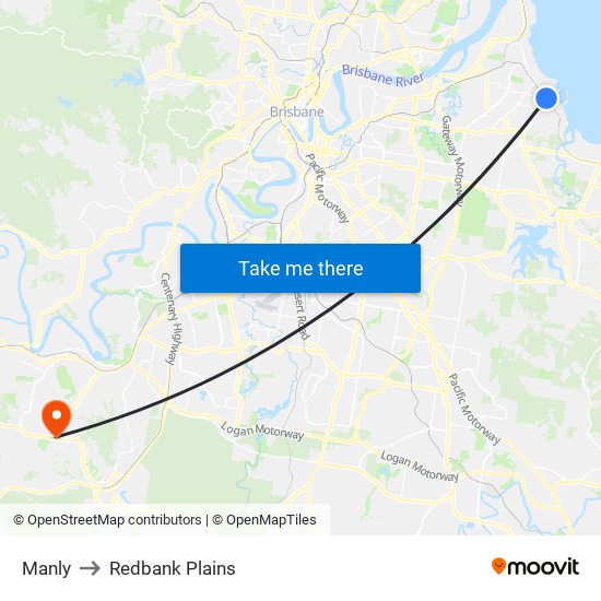 Manly to Redbank Plains map