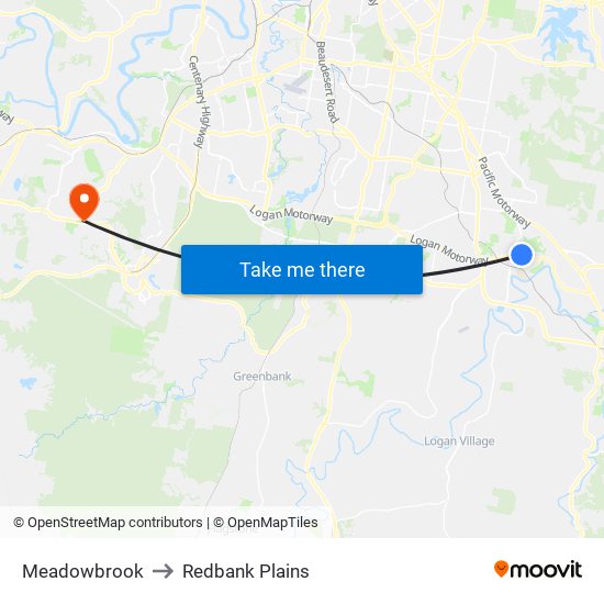 Meadowbrook to Redbank Plains map