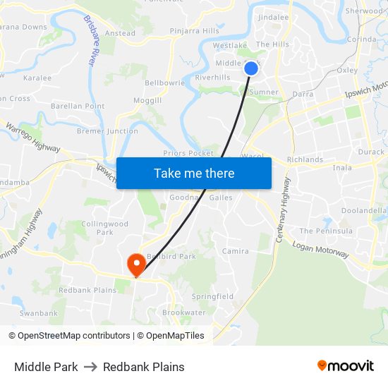 Middle Park to Redbank Plains map