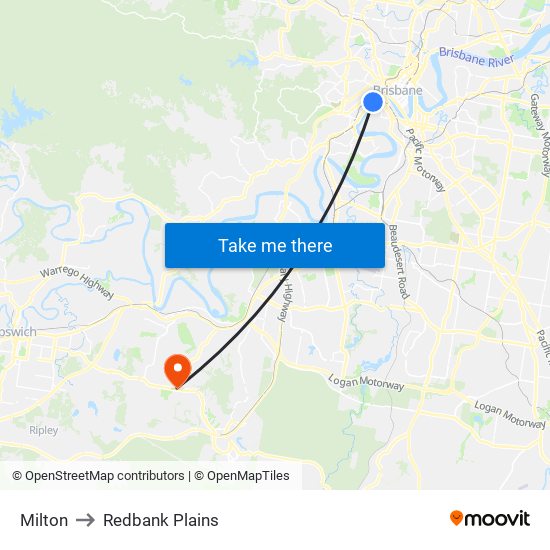 Milton to Redbank Plains map