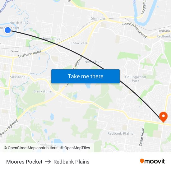Moores Pocket to Redbank Plains map