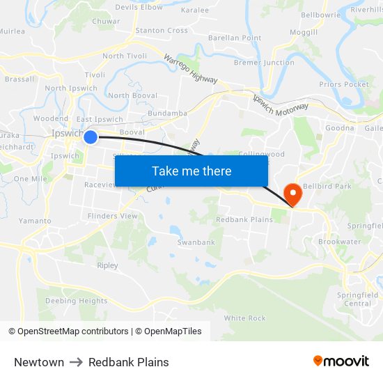 Newtown to Redbank Plains map