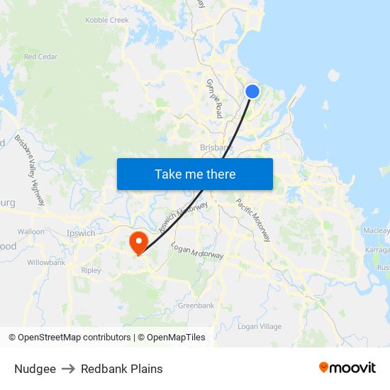 Nudgee to Redbank Plains map