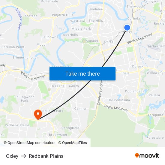 Oxley to Redbank Plains map