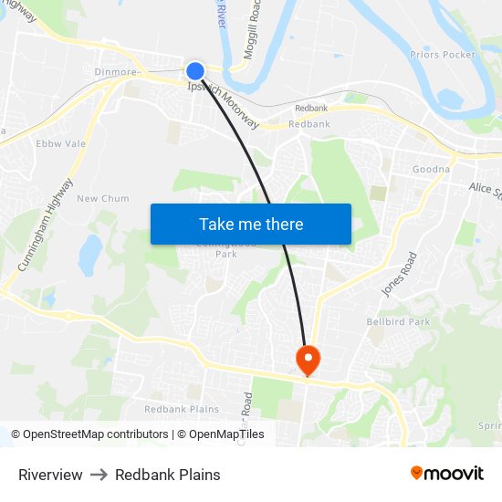 Riverview to Redbank Plains map