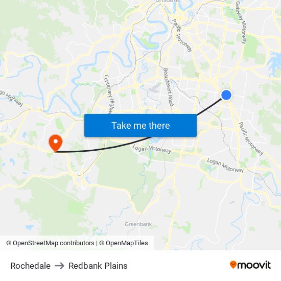 Rochedale to Redbank Plains map