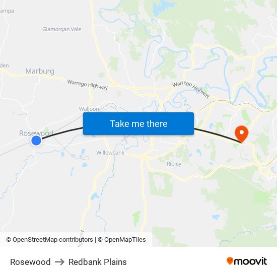 Rosewood to Redbank Plains map