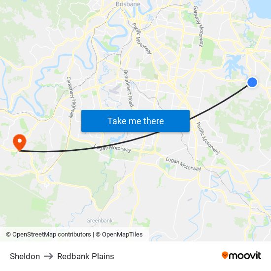 Sheldon to Redbank Plains map