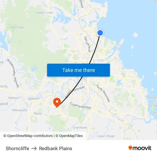 Shorncliffe to Redbank Plains map