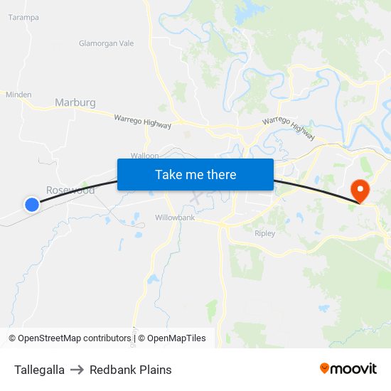 Tallegalla to Redbank Plains map