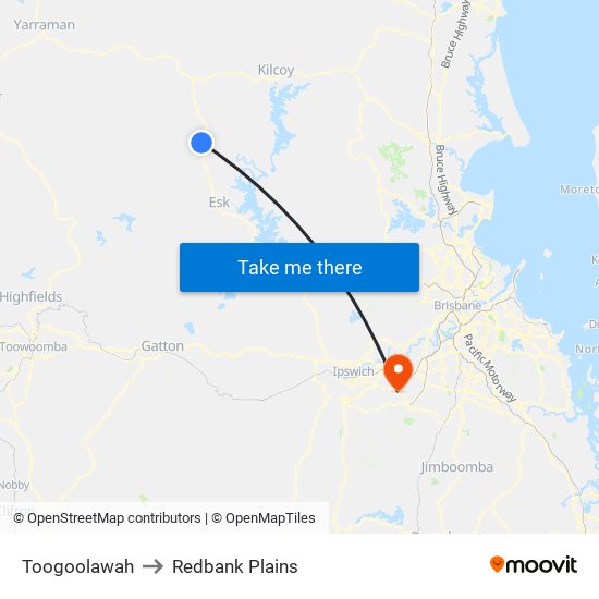 Toogoolawah to Redbank Plains map