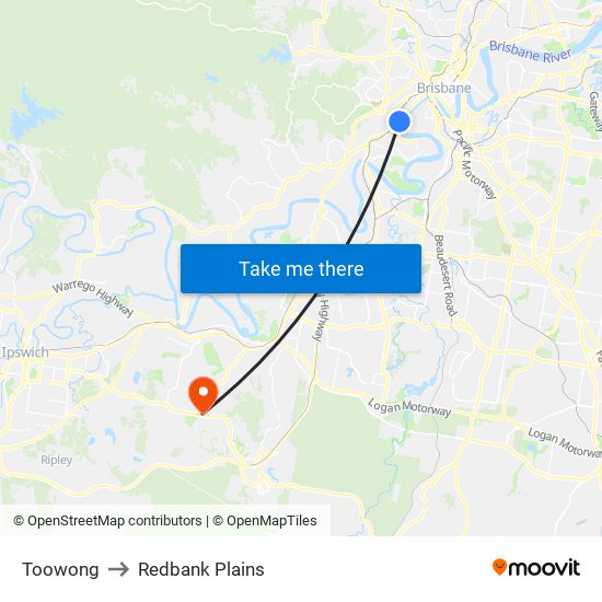 Toowong to Redbank Plains map