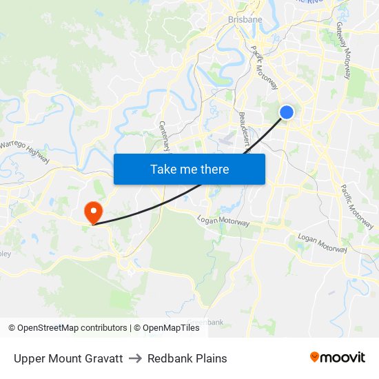 Upper Mount Gravatt to Redbank Plains map