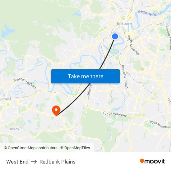 West End to Redbank Plains map