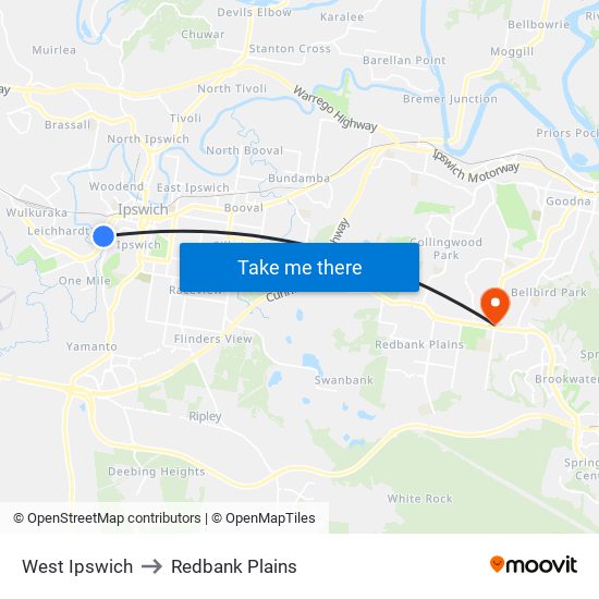 West Ipswich to Redbank Plains map