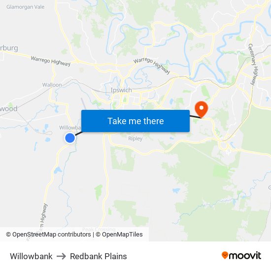 Willowbank to Redbank Plains map