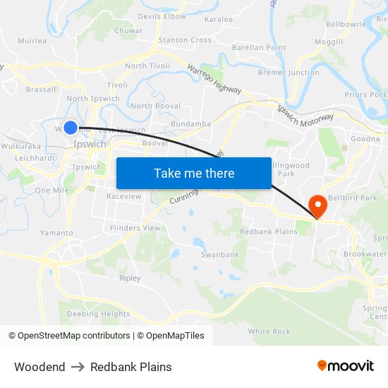 Woodend to Redbank Plains map