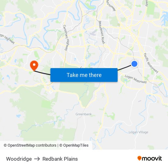 Woodridge to Redbank Plains map