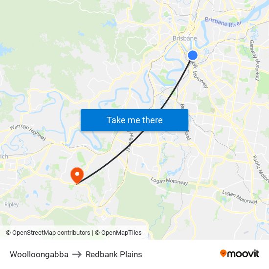 Woolloongabba to Redbank Plains map