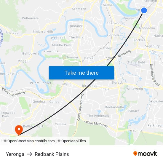 Yeronga to Redbank Plains map