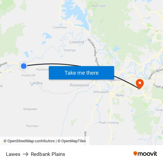 Lawes to Redbank Plains map