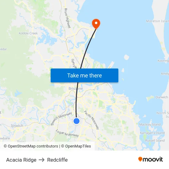 Acacia Ridge to Redcliffe map