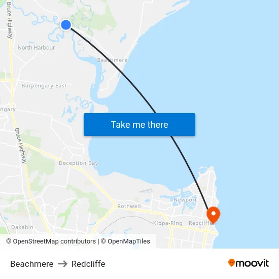 Beachmere to Redcliffe map