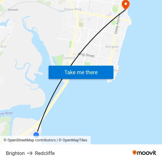 Brighton to Redcliffe map
