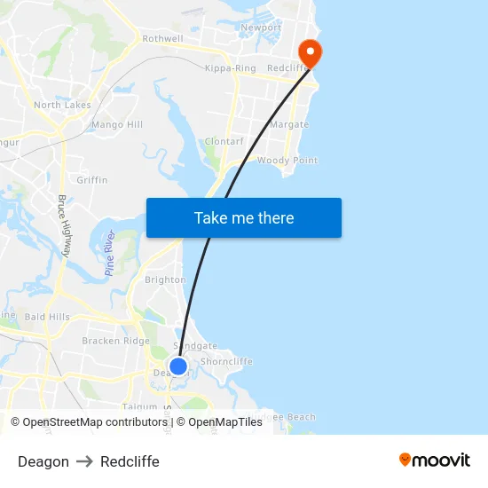 Deagon to Redcliffe map