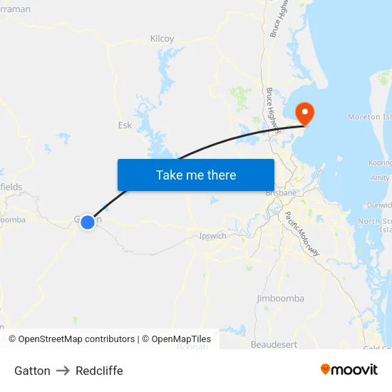 Gatton to Redcliffe map