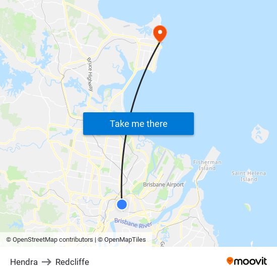 Hendra to Redcliffe map