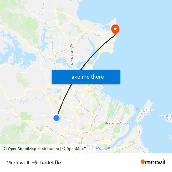 Mcdowall to Redcliffe map