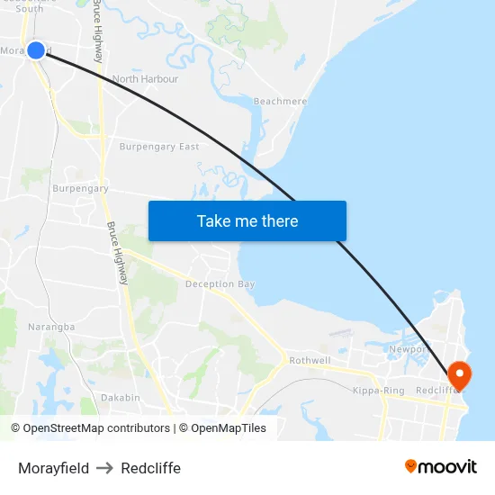 Morayfield to Redcliffe map