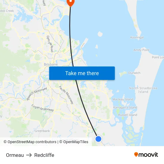 Ormeau to Redcliffe map
