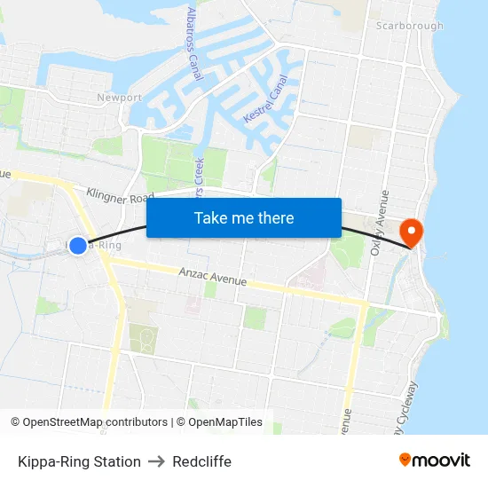Kippa-Ring Station to Redcliffe map