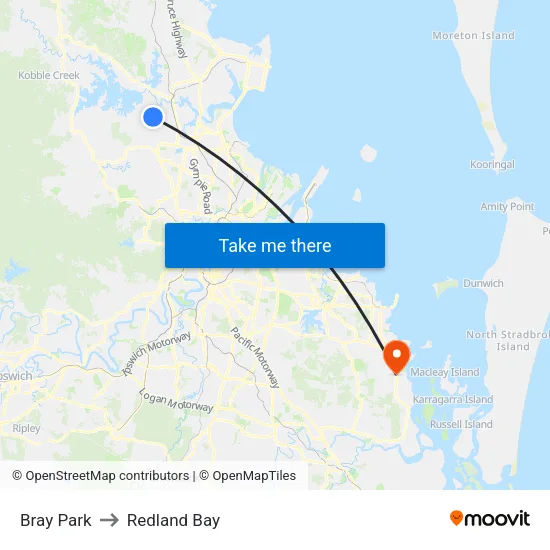 Bray Park to Redland Bay map