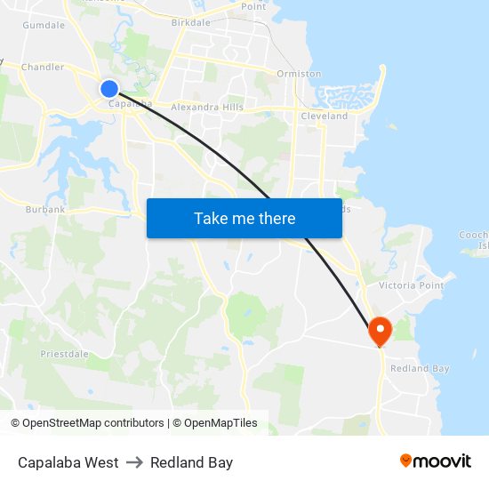 Capalaba West to Redland Bay map