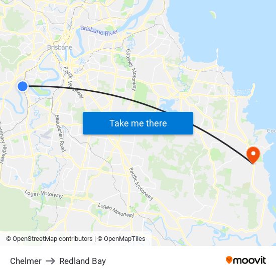 Chelmer to Redland Bay map