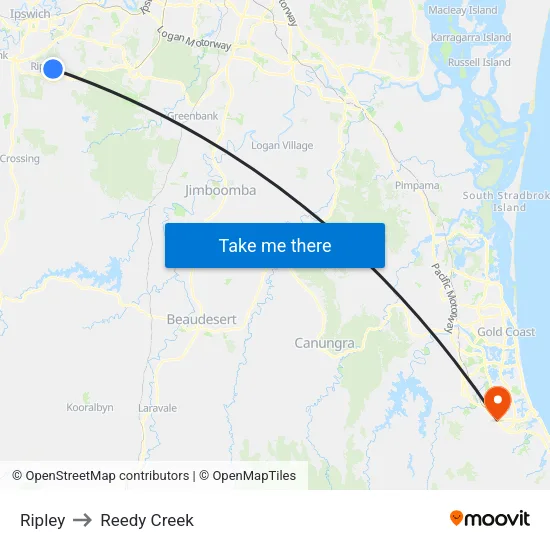 Ripley to Reedy Creek map