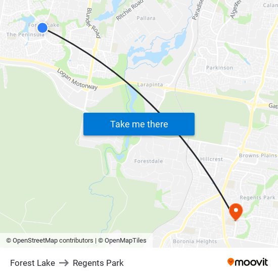 Forest Lake to Regents Park map