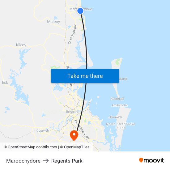 Maroochydore to Regents Park map