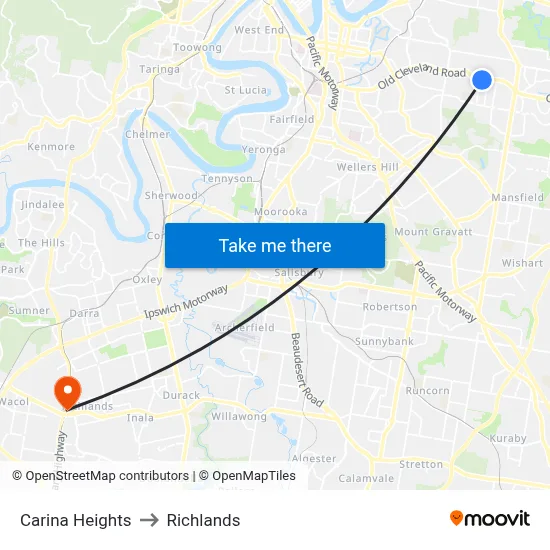 Carina Heights to Richlands map