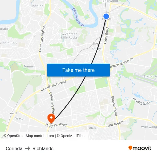 Corinda to Richlands map