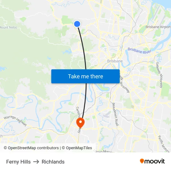 Ferny Hills to Richlands map