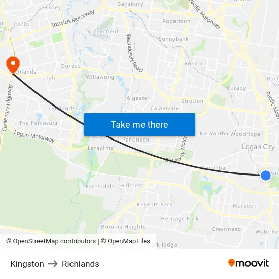 Kingston to Richlands map