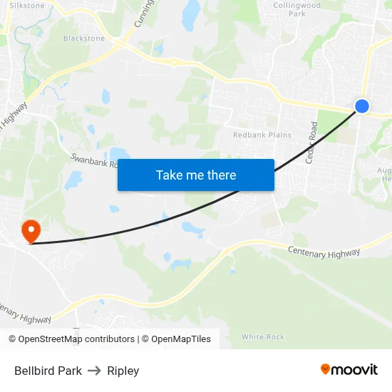 Bellbird Park to Ripley map