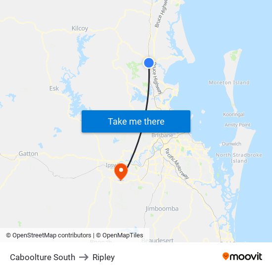 Caboolture South to Ripley map