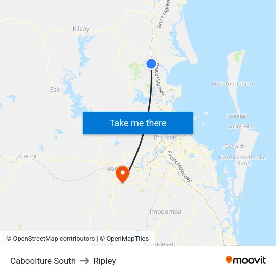 Caboolture South to Ripley map