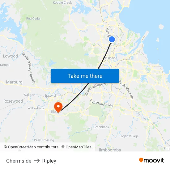 Chermside to Ripley map